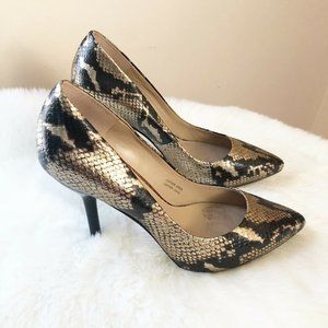 Via Spiga Gold Snake Print Pumps
